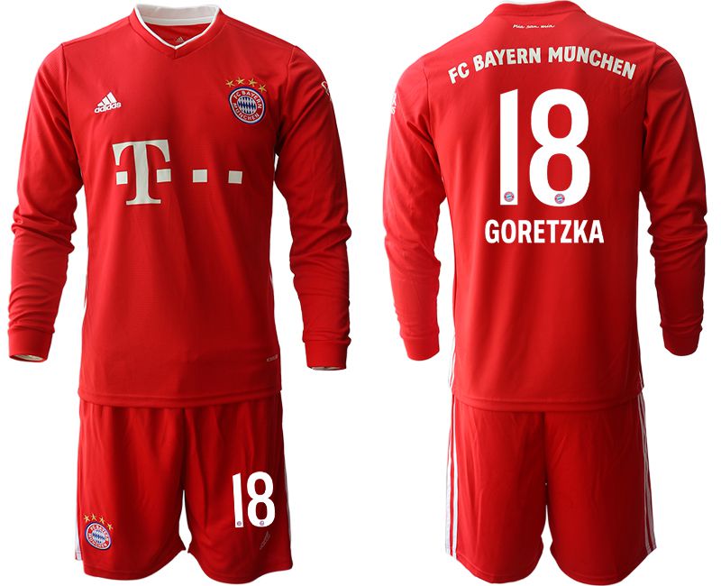 Men 2020-2021 club Bayern Munich home long sleeves #18 red Soccer Jerseys